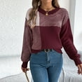 thumbnail image 6 of Ashirexll Pullover Sweaters for Women, Winter Sweaters for Women, Women's Color Block Round Neck Long Sleeve Pullover Knit Sweater Top, 6 of 7