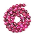 thumbnail image 2 of Natural Rose Tiger Eye Beads Strands Dyed & Heated Round Magenta 8mm Hole: 1mm 45~47pcs/strand 15 inch. DIY, 2 of 6