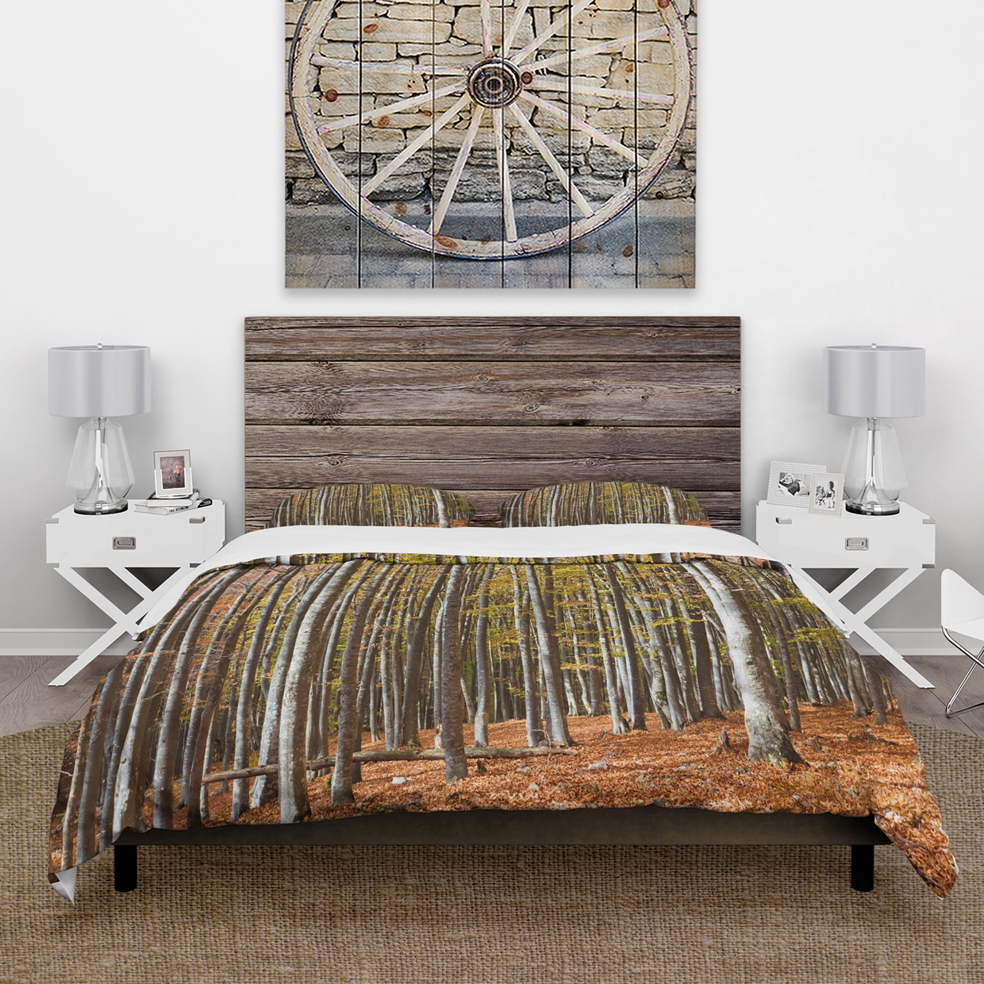 Designart 'Bright Day in Thick Forest' Modern Forest Duvet Cover Set