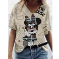 thumbnail image 2 of Camisetas de mujer 5XL, camisetas casuales de manga corta con cuello en V, camisetas sueltas para mujer, camisetas de verano de Disney Minnie Mickey Mouse en 3D, ropa nueva y transpirable, 2 of 5