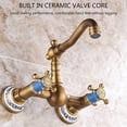 thumbnail image 2 of Chic Antique Brass Wall-Mounted Kitchen Tap, Durable Ceramic Cartridge 360 Degree Rotation, Timeless Style for Your Modern Cooking Space, 2 of 5