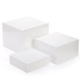 thumbnail image 2 of Hacaroa Set of 3 Acrylic Cube Riser Hollow Bottom, Glossy White Buffet Riser Food Display Stand, 5 Sides Cupcake Stand Nesting Display Boxes for Jewelry, Collectibles, Figures, 3 Sizes, 2 of 7