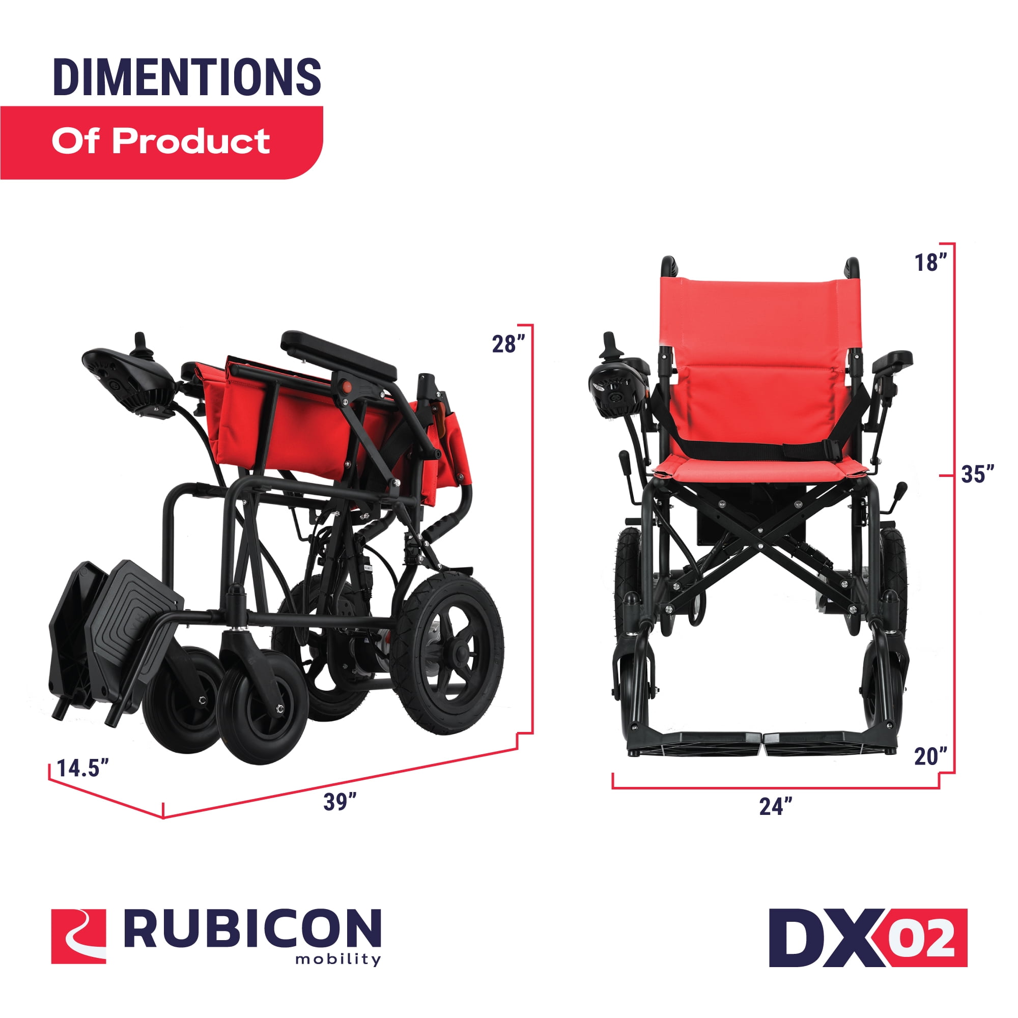 Lightweight Foldable Electric Wheelchair for Seniors, 500W Motor Power, 12 mi Cruise Range, Red