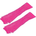 thumbnail image 2 of Nvzi Guantes sin dedos de rejilla, guantes largos hasta el codo, guantes de rejilla huecos para actuaciones punk, rosa fuerte, 2 of 2