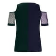 thumbnail image 5 of Babysbule Clearance Women's Tops Women Casual V-neck Hot Drilling Cold Shoulder Net Yarn Short Sleeve Patchwork T-Shirt Tops, 5 of 6