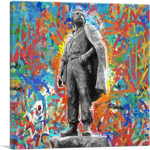 ARTCANVAS Adem Jashari Monument Unofficial Anthem Colorful Graffiti Kosovo Canvas Art Print - Size: 26" x 26" (0.75" Deep)