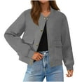 thumbnail image 3 of ClodeEU Womens Cropped Faux Suede Jacket ,Long Sleeve Snap Button Trendy Outerwear Coats Gray,Womens Plus XXL, 3 of 9