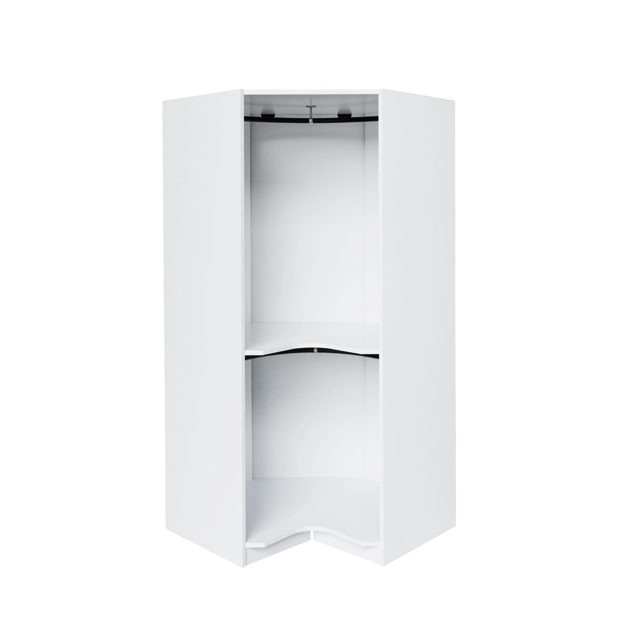 Euroco Modern Wood63.6" Armoires, Polygon Corner Wardrobe for Kids and Adults, White