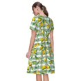 thumbnail image 2 of Bixox Robe d'Été à Manches Courtes pour Femmes Robe Ample Longueur Genou avec Poches-Citron, 2 of 7