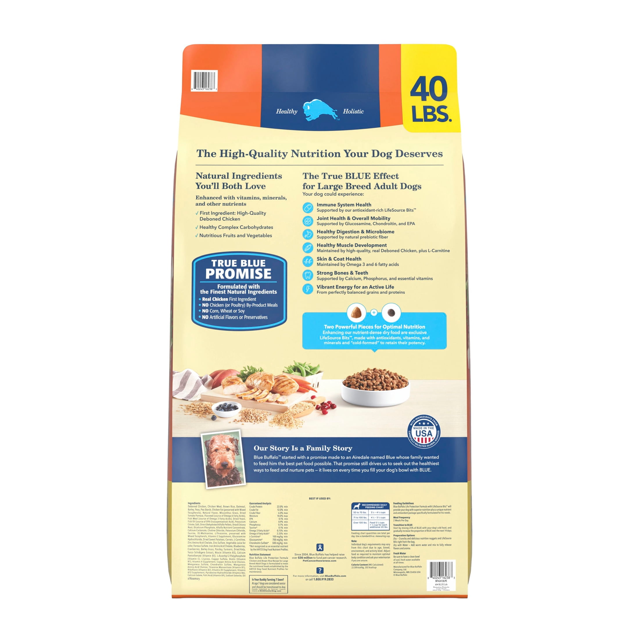 BLUE Life Protection Formula, Natural Large Breed Adult Dry Dog Food, Chicken, 40lb