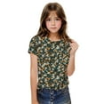 thumbnail image 4 of Atogsazn Children's Girl Floral Tshirt Kids Casual Flowy Short Sleeve T-shirt Summer Clothes Top for Girls Black 5-6 Years, 4 of 6