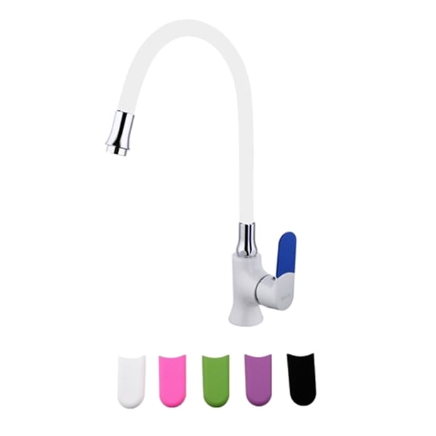 Grifo de Cobre Giratorio de 360 degree Mezclador de agua de caliente y Fría para Cocina y de Agujero Ajustable Blanco