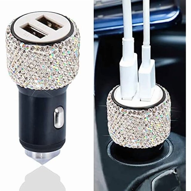 HAYAN Dual USB Car Charger, 5V/2.4A Bling Car Charger, Fast Charge Dual Port USB Car Adapter, Compatible with All Chargers