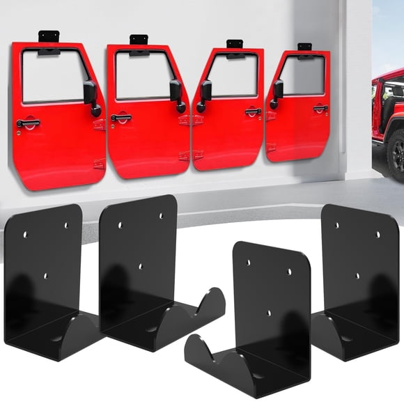 4PCS Wall-Mounted Door Hanger, Door Storage Bracket for 1956-2024 Jeep Wrangler CJ YJ TJ LJ JK JKU JL JLU