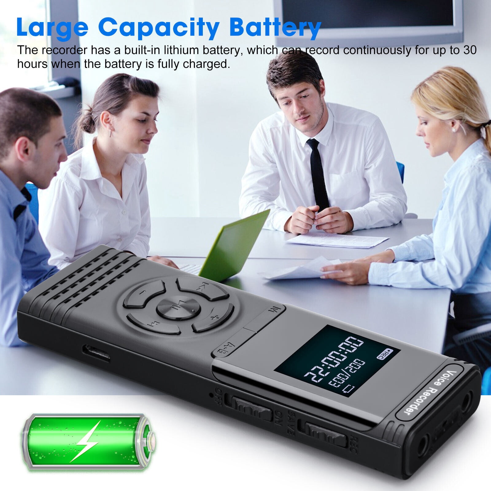 MP3 Player Voice Recorder with Playback, Portable Audio Recorder Dictaphone USB Charge
