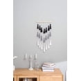 thumbnail image 2 of Tapiz de macramé tejido con borlas para colgar en la pared, arte bohemio para decoración del hogar, para Navidad, sala de estar, dormitorio, guardería, negro, gris y blanco, 29 x 15 pulgadas, 2 of 4