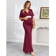 thumbnail image 2 of Vestido largo de maternidad AISWI con faja de flores burdeos talla S, 2 of 6