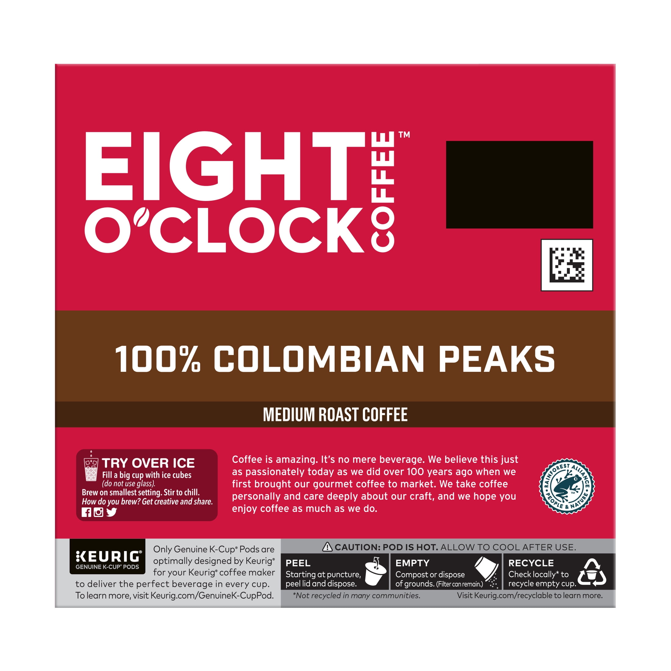 Eight O'Clock Coffee Medium Roast 100% Colombian Peaks Coffee Value Pack 48 - 0.33 oz K-Cup Pods