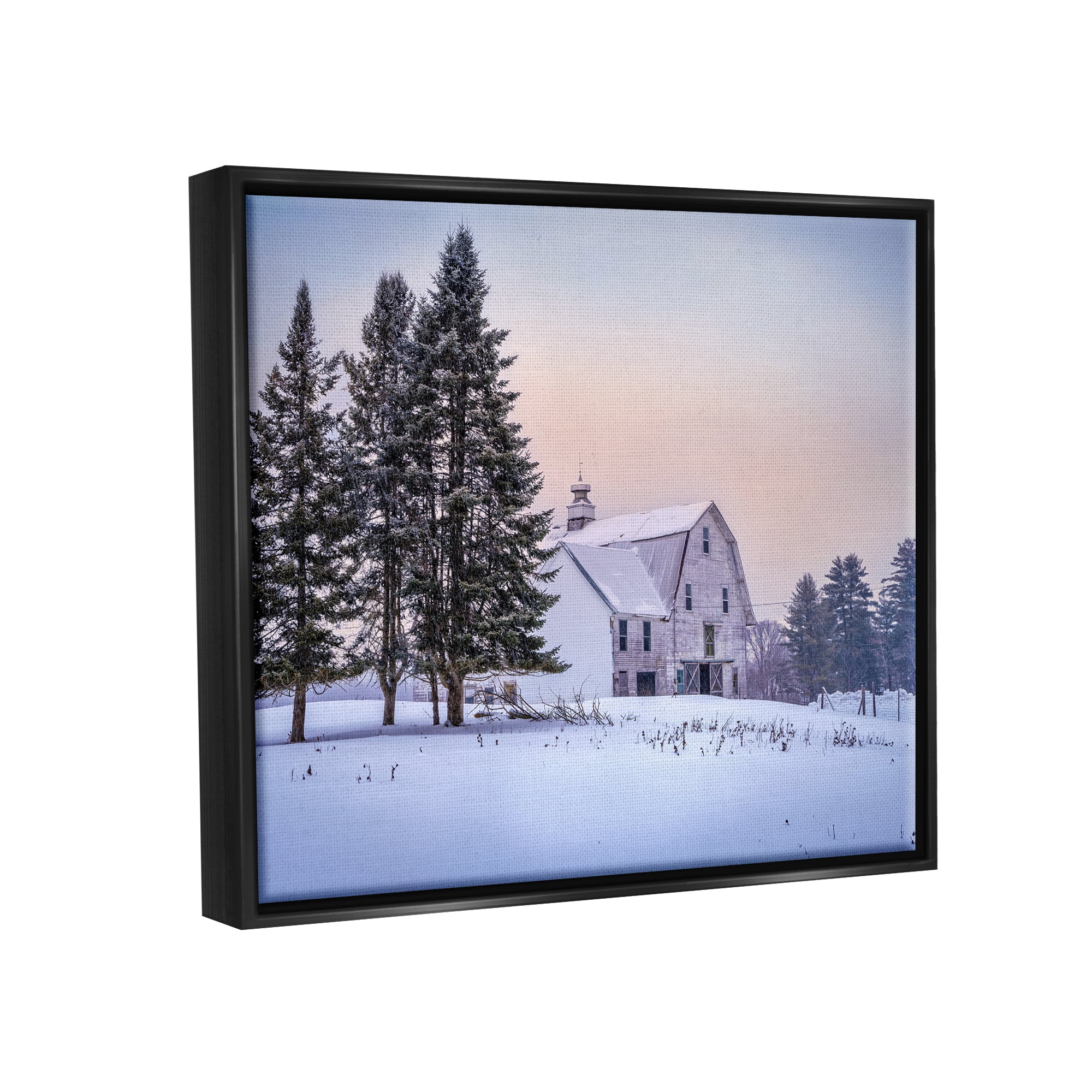 Stupell Industries Winter Farm Landscape Nature Photography Black Floater Framed Art Print Wall Art, 21 x 17