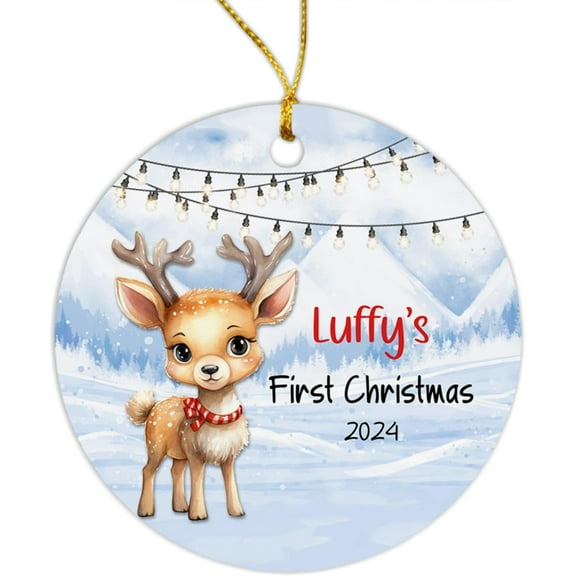 First Christmas Ornament, Baby's First Christmas Tree Ornament 2025, Personalized Baby Deer Ornament with Name & Year, Newborn Gift, Custom Babies Ornament Christmas for Baby Boy Baby Girl qeQhO1