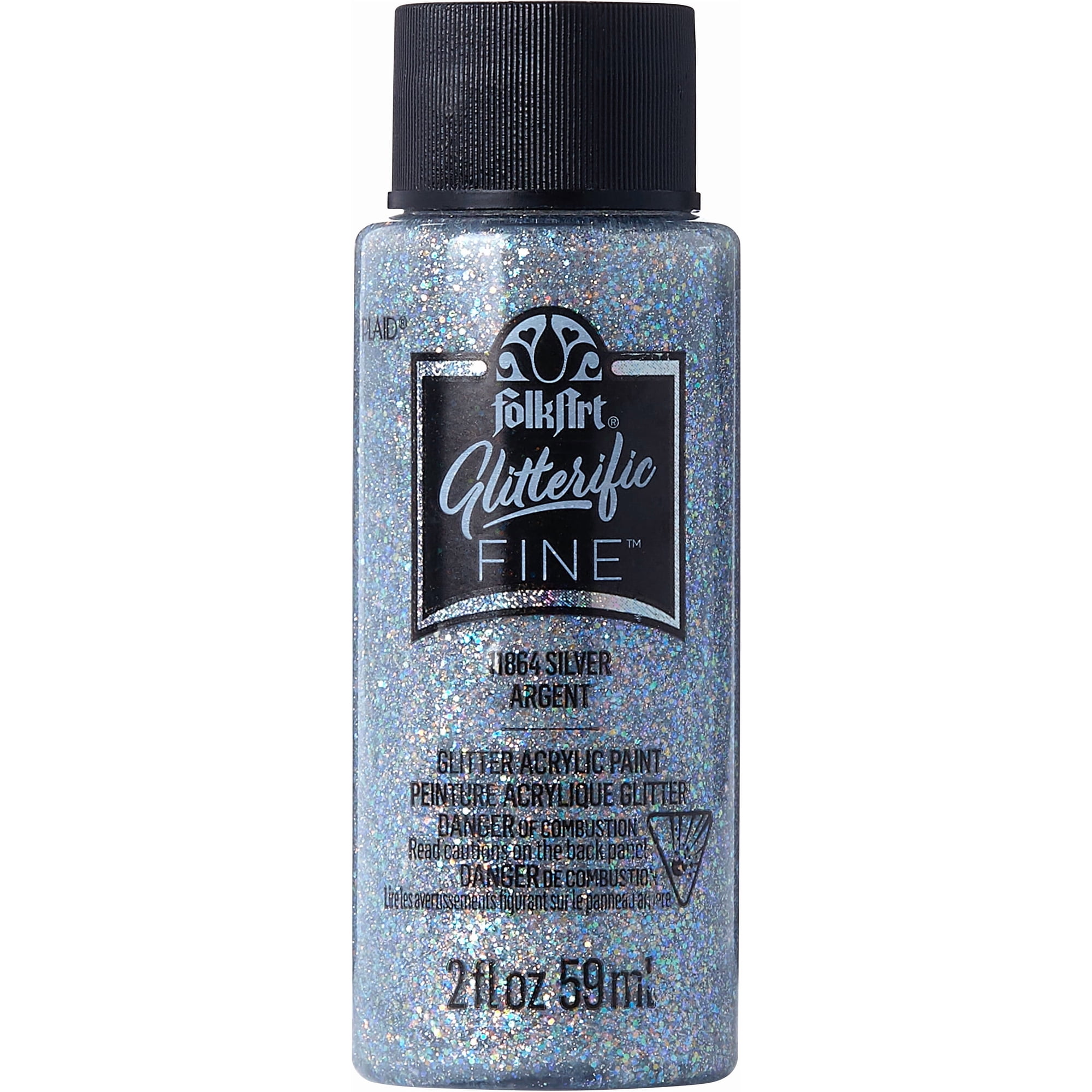 FolkArt Glitterific Fine Acrylic Craft Paint, Silver, 2 fl oz