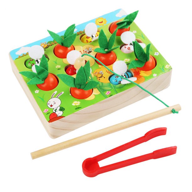 Juguete de zanahoria para tirar de uno a dos años de edad, juguete de bebé, simulación de fruta, tamaño de madera para armar un rompecabezas de educación temprana de 1-2 años XianweiShao 8390613943361