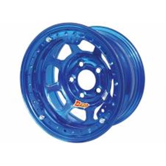 53-985040BLU 15 x 8 in. 53 Series IMCA Rolled Beadlock Wheel, Blue & Chrome - 5 x 5 in. Bolt Circle