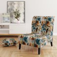 thumbnail image 2 of Designart "Paisley Gardens With A Rustic Touch In Gold And Turquoise II" Blue Floral Upholstered Accent Chair - Cottage Arm Chair For Living Room, 2 of 7