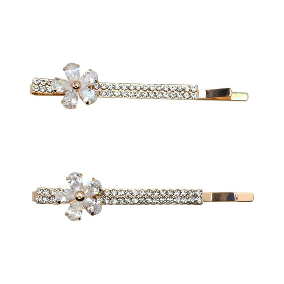 Faship A Pair Of Clear Crystal Floral Hair Clips 2 Pcs Pins