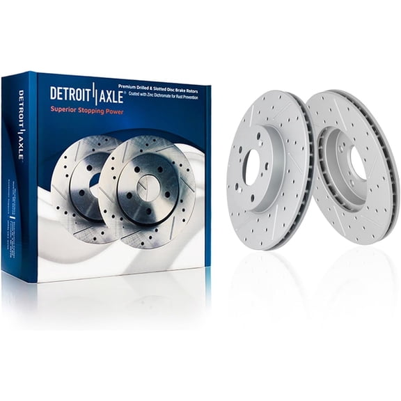 Detroit Axle - 2 Front Brake Rotors for Acura 2016 ILX 2013-2018 RDX, Drilled and Slotted Disc Brake Rotors 2014 2015 2016 2017 Replacement : 12.28" inch Rotors