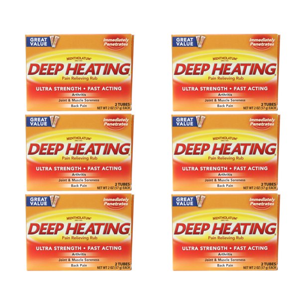 6 Pack Mentholatum Ultra Strength Deep Heating Pain Relieving Rub