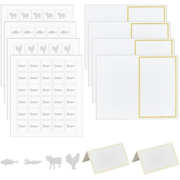 1 Set Paper Table Place Cards with Paper Self Adhesive Stickers Mixed Color 102x85x0.3mm
