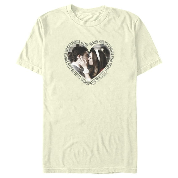 Men's Gossip Girl Blair and Chuck Heart Kiss Graphic Tee Beige 2X Large