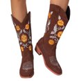 thumbnail image 3 of Bellella Womens Western Boot Pointed Toe Cowboy Boots Block Low Heels Riding Booties Lightweight Winter Shoes Christmas Fashion Bootie Brown 9, 3 of 9