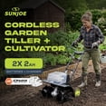 thumbnail image 3 of Open Box Sun Joe 48V Cordless Garden Tiller and Soil Cultivator, Battery Powered Tool, 14"W x 7"D, 3 of 7