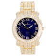thumbnail image 7 of Bling-ed Out Ultimate Hip Hop Royalty Mens Watch w/Easy Reader Roman Numeral or Diamond Time Indicators - Bright Colored Dials - L0504 (Gold Royal Blue w/Tennis), 7 of 7