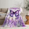 thumbnail image 3 of Butterfly Blanket Soft Lightweight Purple Butterfly Flannel Fleece Blanket Cozy Warm Bedding Stuff Decor Plush Throw Blanket Butterfly Gifts for Lover Girls Boys Women Adults Bed Travel 40"x50", 3 of 6
