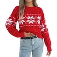 thumbnail image 3 of KHONTS Sweater Christmas for Women Turtleneck Long Sleeve Knit Sweaters Casual Loose Holiday Jumper Tops Winter Outfits B-Red L, 3 of 4
