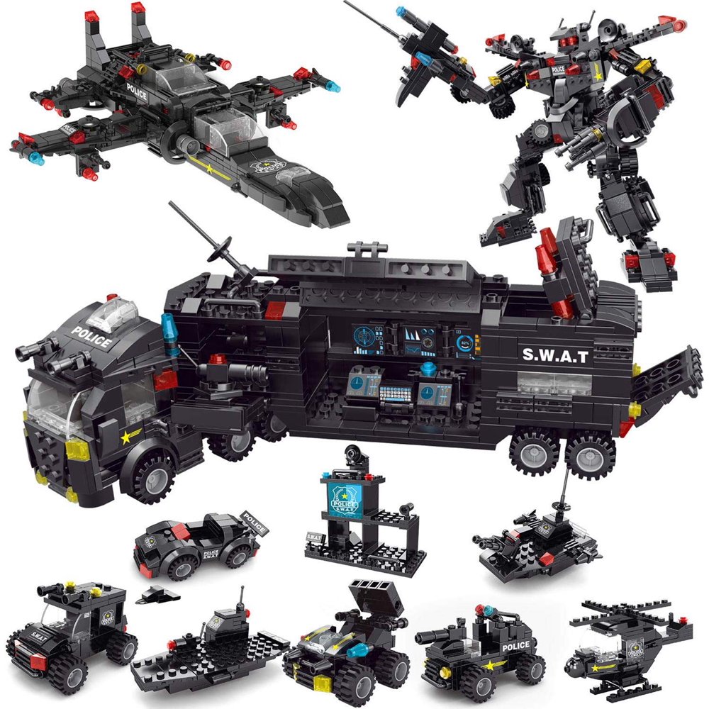 700 PCs Police Truck Building Blocks Set in 25 Different Models, 8in1