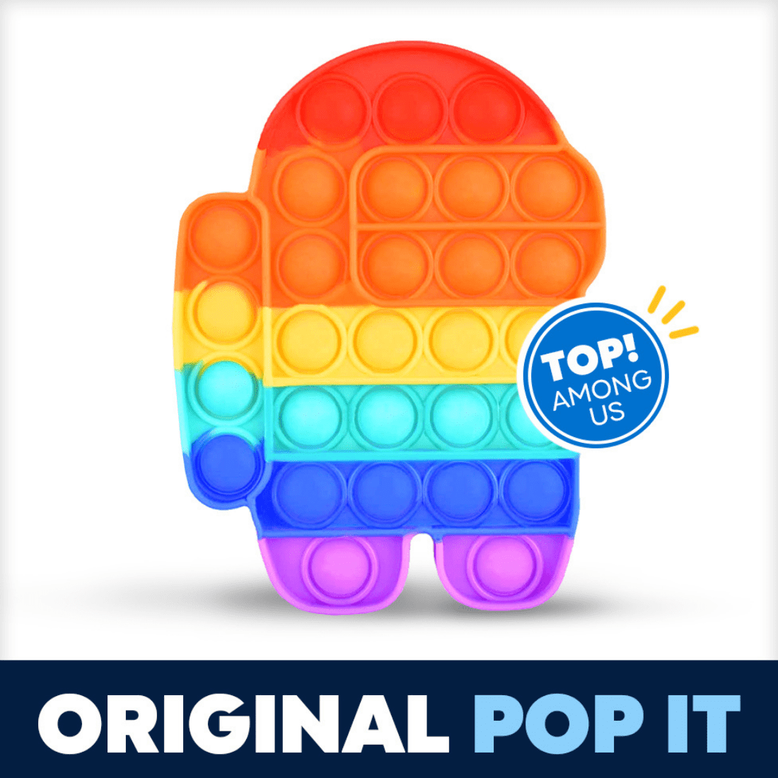 Push Pop Bubble It Fidget Sensory Toy Silicone Stress Reliever Rainbow Among Us 