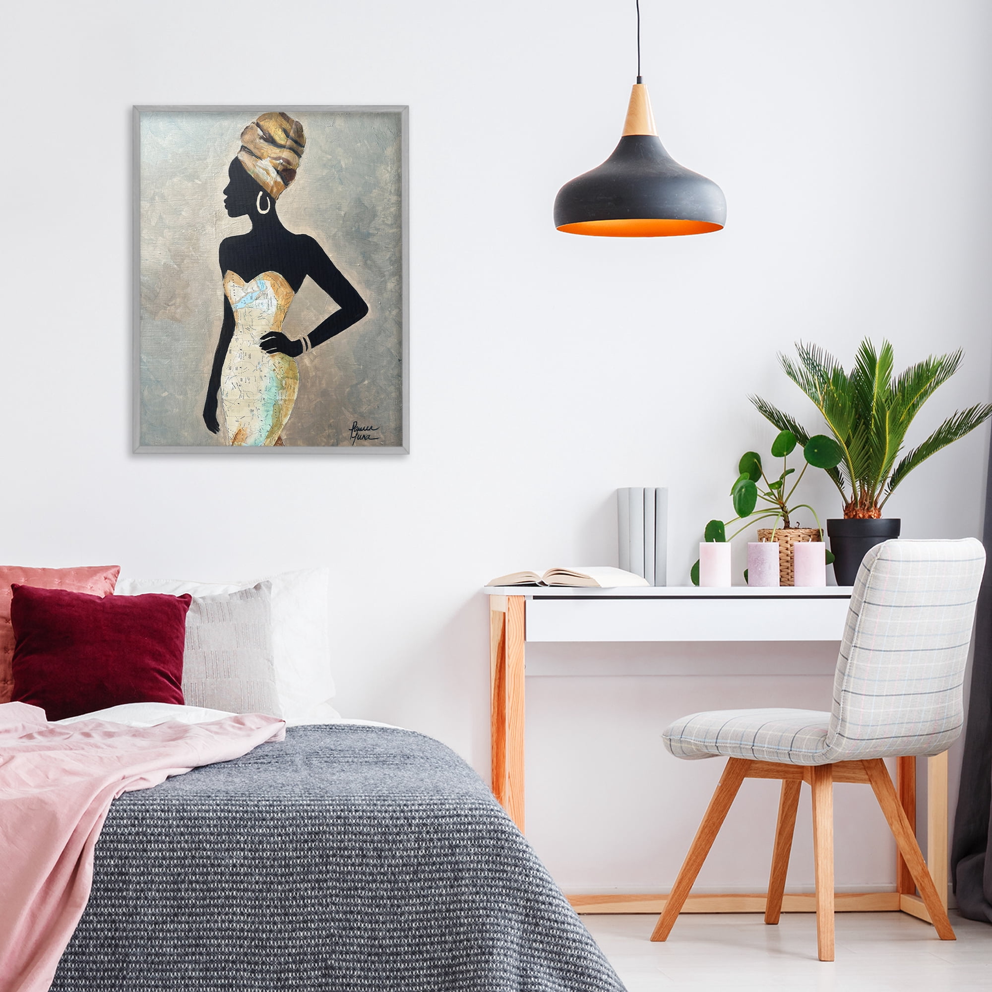 Stupell Industries Motherland Muse Fashion Portrait Gray Framed Giclee Art, design by Lauren Luna