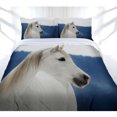 thumbnail image 1 of Just Home Snowy Horse Quilt Cover Set Queen, 1 of 5