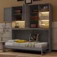 thumbnail image 6 of Harper & Bright Designs Twin Murphy Bed Wall Bed with Top Cabinet, Twin Size Cabinet Bed Folding Wall Bed with Storage Shelves and Light & USB for Guest Room Office, Gray, 6 of 16