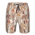 thumbnail image 3 of Balery Woodland Animals in Neutral Tones Traje de Baño Estilo Hawaiano para Hombre, Shorts de Secado Rápido con Bolsillos-Large, 3 of 6