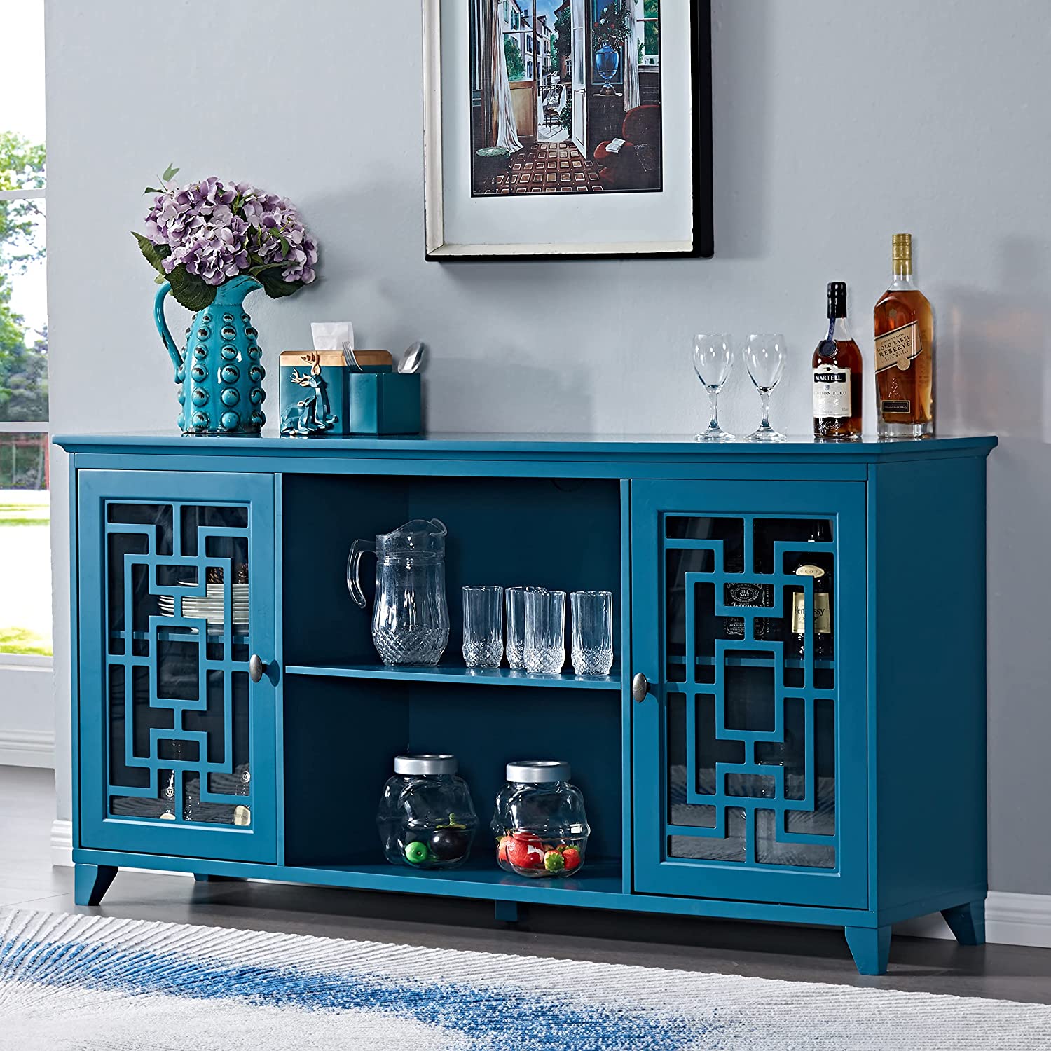 60" Sideboard Buffet Table Storage Console Table w/2 Doors