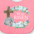 thumbnail image 4 of Inktastic Easter He Has Risen with Cross and Flowers Boys or Girls Baby Bib, 4 of 4
