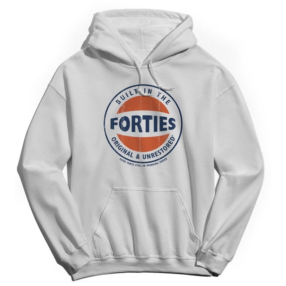 Original & Unrestored Iconic Forties Graphic White Men's Cotton Pullover Hoodie