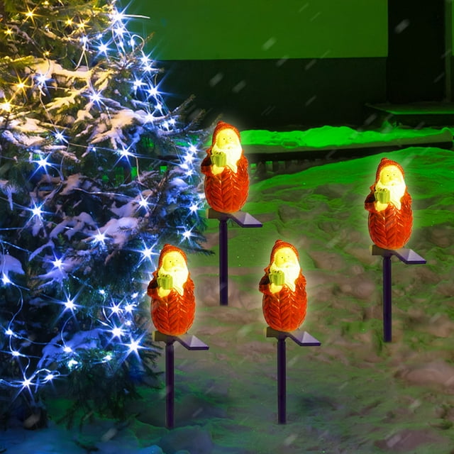 Wmhnj Lmpara de resina de Pap Noel con energa solar para patio, con 6-8 horas de iluminacin, resistente al agua IP65, ideal para decoracin navideña al aire libre, luz blanca clida.