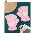 thumbnail image 3 of PULLIMORE Winter Cat Claw Bear Paw Gloves Fingerless Plush Warm Mittens for Christmas Halloween Cosplay (Pink), 3 of 9