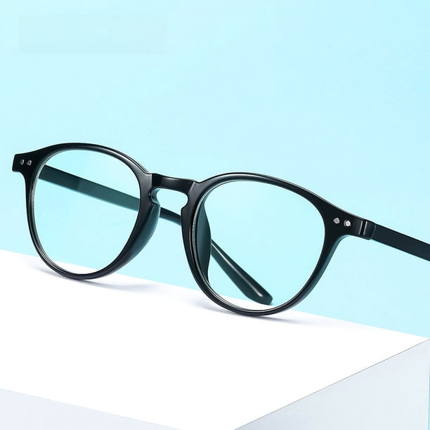 Gafas anti-luz azul, gafas de ordenador lisas con marco redondo y espejo plano retro para hombres y mujeres